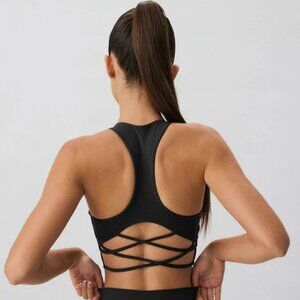 Berlook S Black Cross Back Sports Bra - Light Support